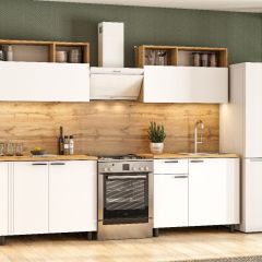 Кухонный гарнитур «Монако» 2.0 м Серия 2 МДФ с фрезеровкой (Дуб Золотой/Белый матовый) | фото 5