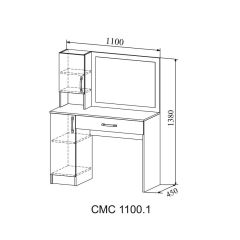 СОФИ Стол макияжный СМС 1100.1 с зеркалом (дуб сонома/белый) | фото 2